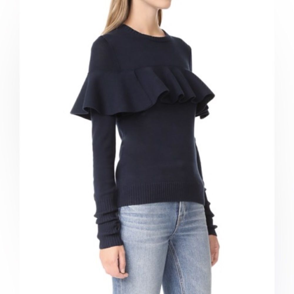 Apiece Apart Long Sleeved Navy Knit Ruffle - Picture 3 of 10